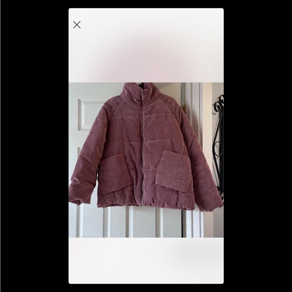 Pink Corduroy Puffer Jacket